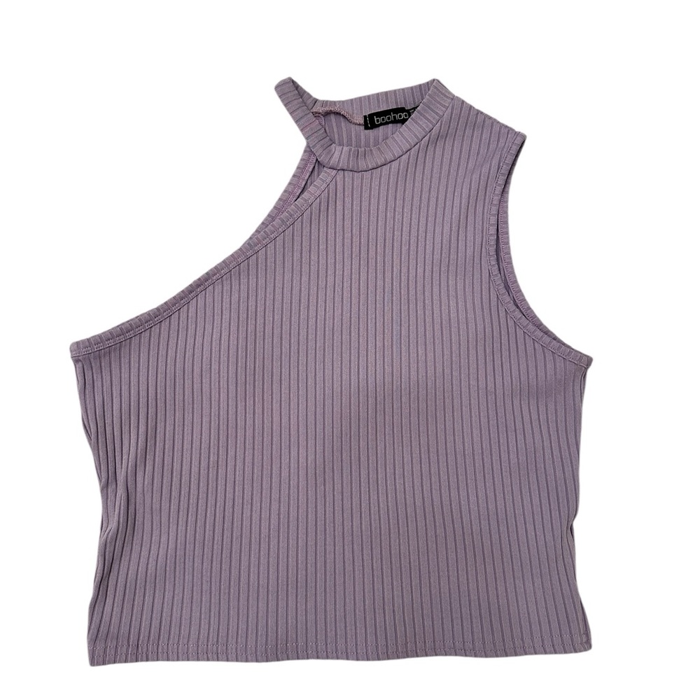 Boohoo Purple Asymmetrical Ribbed Tank Top